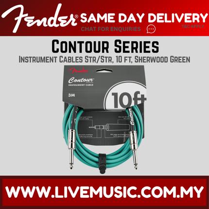 Fender 10FT Contour Series Instrument Cable, Burgundy Mist / Sherwood Green / Inca Silver / Lake Placid Blue