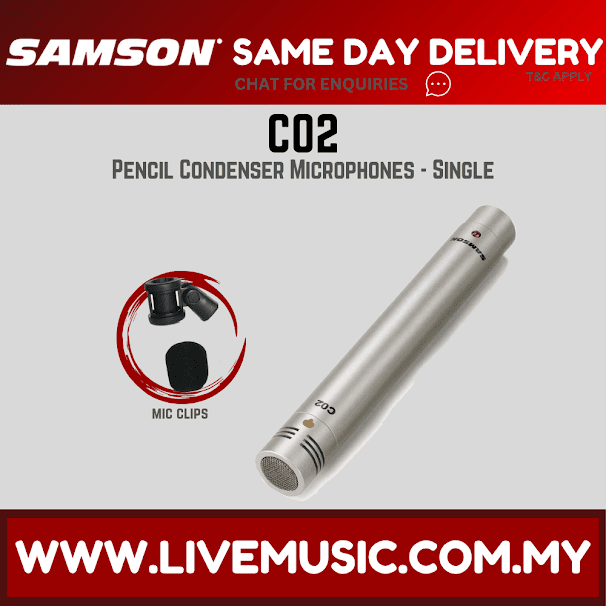 Samson C02 - Stereo Small-diaphragm Pencil Cardioid Condenser Microphones, Single (CO2)