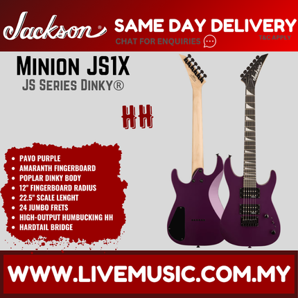 Jackson Dinky Minion JS1X Electric Guitar, Amaranth FB, Pavo Purple ( JS 1X / JS-1X )