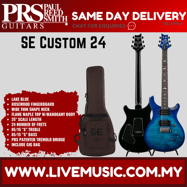 PRS SE Custom 24 Electric Guitar w/Bag, Rosewood Fingerboard, Lake Blue