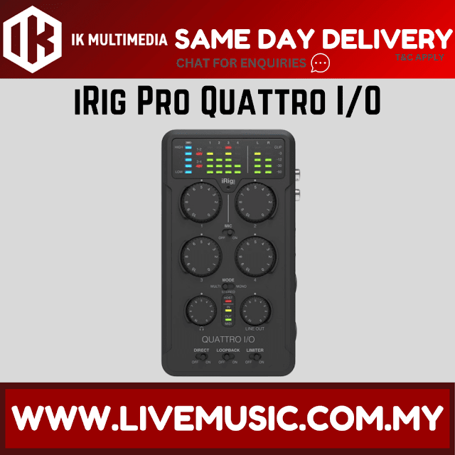 IK Multimedia iRig Pro Quattro I/O Portable 4x2 Audio and MIDI Interface/Mixer