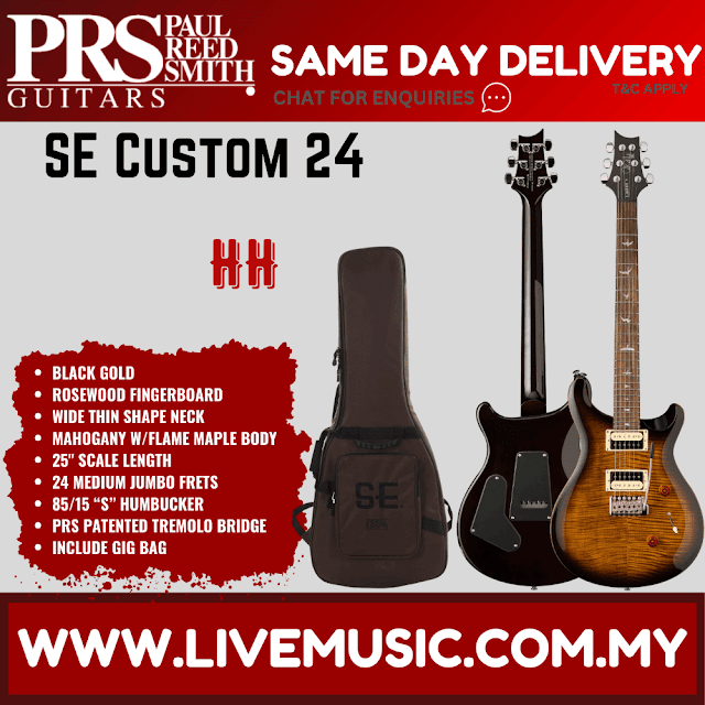PRS SE Custom 24 Electric Guitar with Bag - Faded Blue / Bonnie Pink / Black Gold / Charcoal / Turquoise