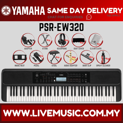 Yamaha PSR-EW320 76-key Portable Keyboard 12 in 1 Premium Package ( PSR-EW320 / PSR EW320 )