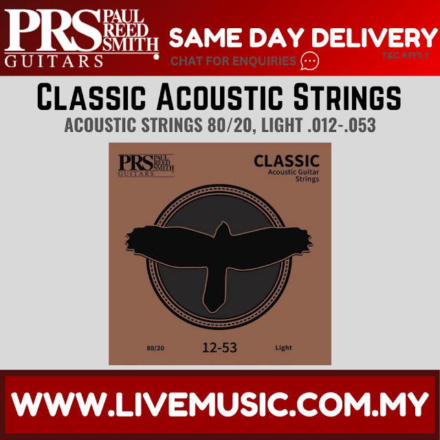 PRS Classic Acoustic Guitar Strings 80/20, Light .012-.053