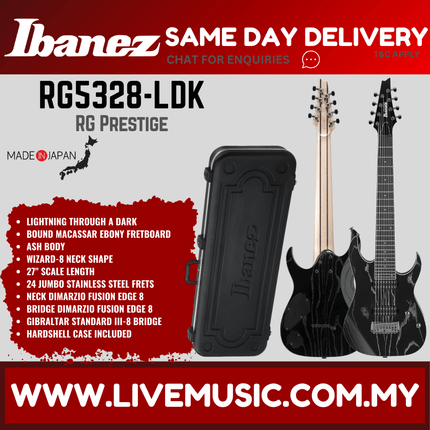 Ibanez Prestige RG5328-LDK 8-String Electric Guitar, Lightning Through A Dark ( RG5328 LDK / RG5328LDK )
