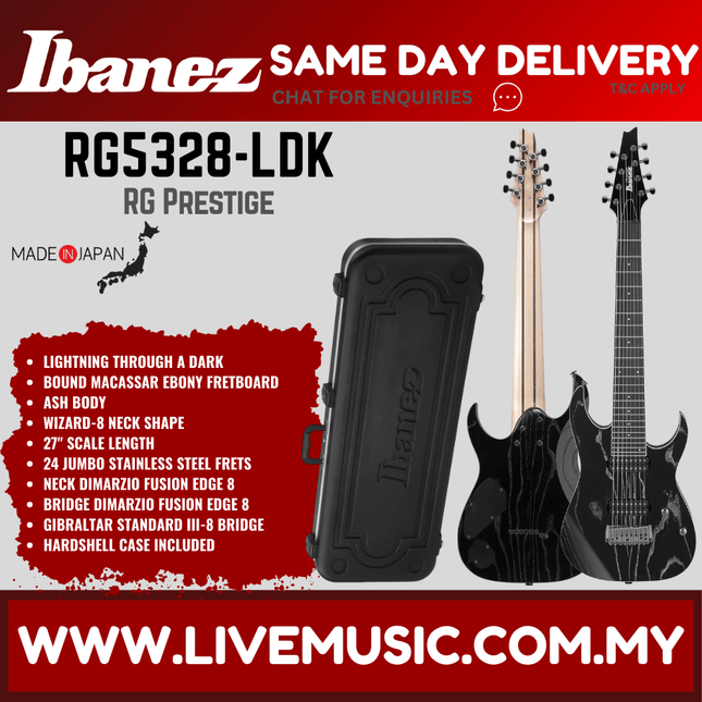 Ibanez Prestige RG5328-LDK 8-String Electric Guitar, Lightning Through A Dark ( RG5328 LDK / RG5328LDK )