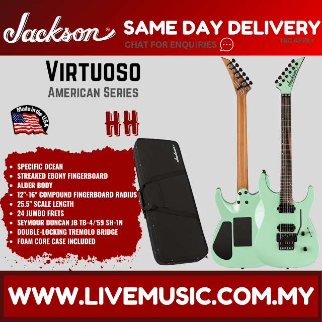 Jackson American Series Virtuoso Electric Guitar, Streaked Ebony FB, Specific Ocean