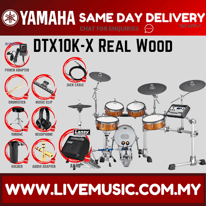 Yamaha DTX10KX-RW Electronic Drum Set With Amplifier And Drum Throne - Real Wood ( DTX10 / DTX10K / DTX10KX )