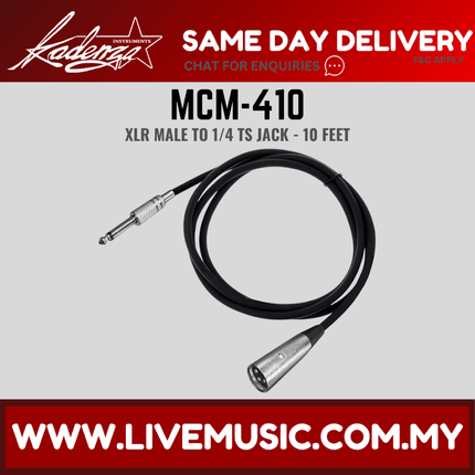 Kadenza MC-M4-10 1/4 to XLR Male Microphone Cable - 10Ft ( MC M4 10 MCM410 LMC )