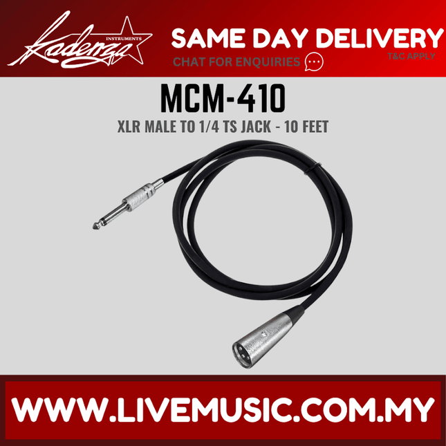 Kadenza MC-M4-10 1/4 to XLR Male Microphone Cable - 10Ft ( MC M4 10 MCM410 LMC )