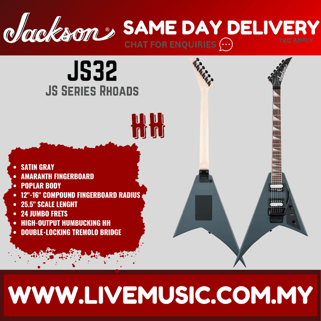 Jackson JS32 Rhoads - JS Series Electric Guitar Amaranth Fretboard - Satin Gray/Ivory (JS-32/JS 32)