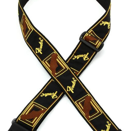 Fender 2 Inch Monogrammed Strap, Black/Yellow/Brown