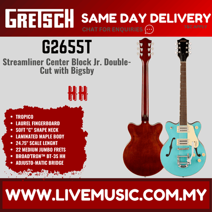 Gretsch G2655T Streamliner Center Block Jr. Electric Guitar, Tropico