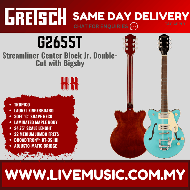 Gretsch G2655T Streamliner Center Block Jr. Electric Guitar, Tropico