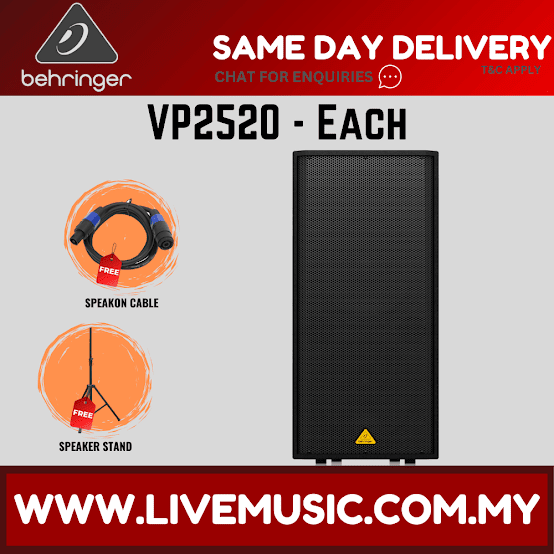 Behringer Eurolive VP2520 2000-watt Dual 15'' Passive Speaker w/Speaker Stand and Cable - Each ( VP-2520 / VP 2520 )