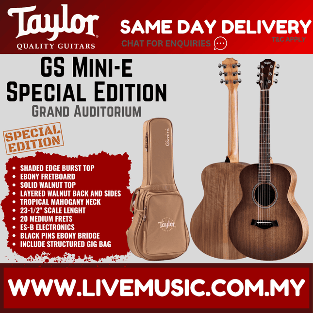 Taylor GS Mini-E Special Edition Acoustic Guitar w/Bag, Shaded Edge Burst Top