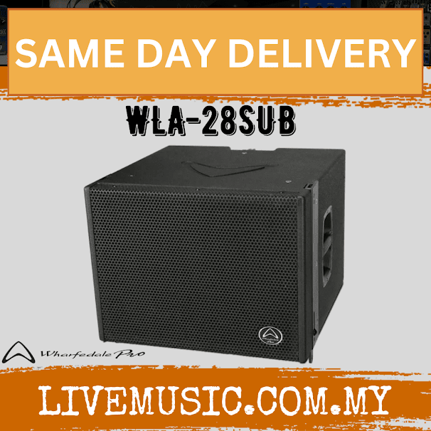 Wharfedale Pro WLA-28SUB powered 15-inch subwoofer speaker, black grille enclosure