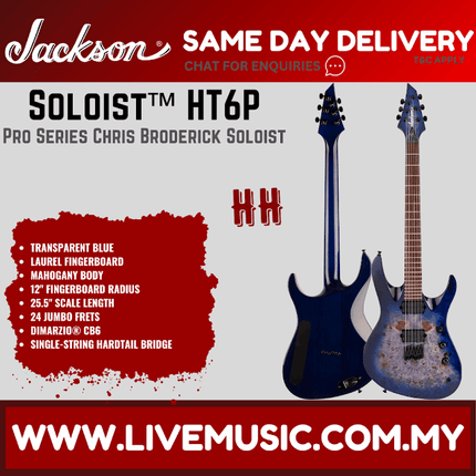 Jackson Pro Series Signature Chris Broderick Soloist HT6P Electric Guitar, Laurel FB, Transparent Bl