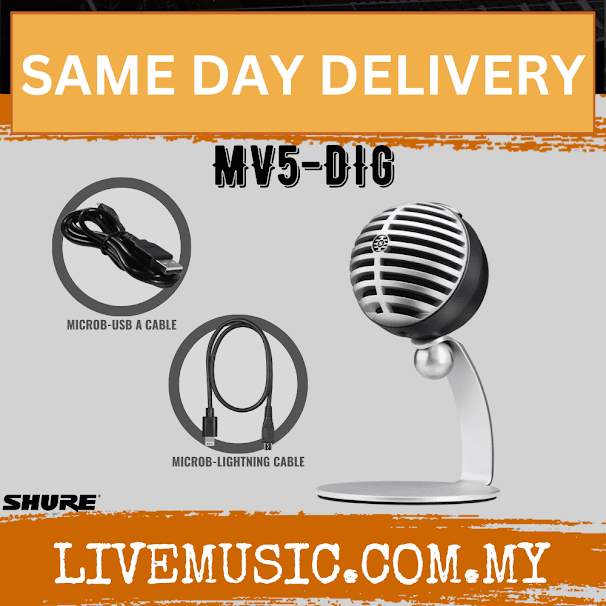 Shure MV5-DIG Digital Condenser Microphone - Silver Grey ( MV5DIG / MV5 DIG )