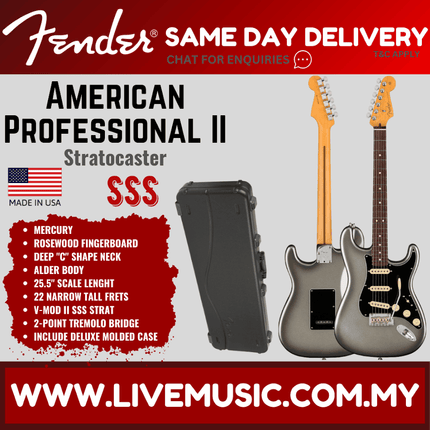 Fender American Professional II Stratocaster Electric Guitar, Rosewood Fretboard - Mercury