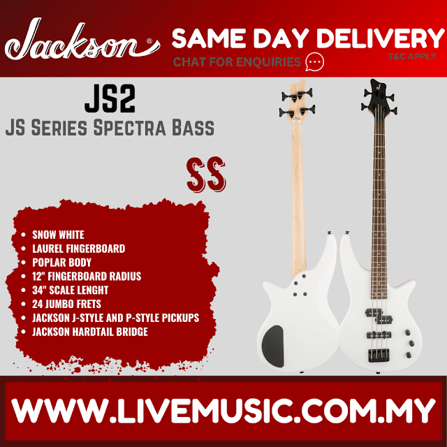 Jackson JS Series Spectra JS2 Bass Guitar, Laurel Fretboard - Snow White (JS-2/JS 2)