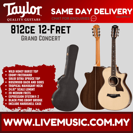 Taylor 812ce 12-Fret V-Class Grand Concert Acoustic Guitar w/Case
