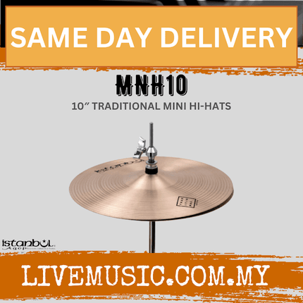 10-inch traditional mini hi-hat cymbals set with top cymbal and stand hardware, MNH10