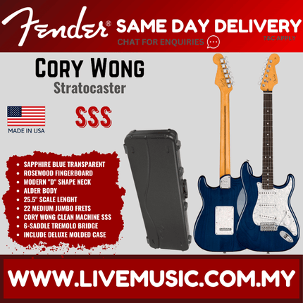 Fender Limited Edition Cory Wong Stratocaster Electric Guitar, RW FB, Sapphire Blue Transparent