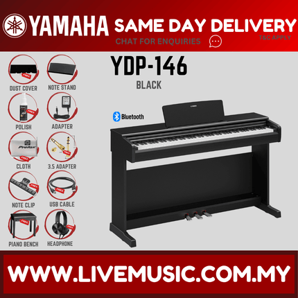Yamaha Arius YDP-146 88-Keys Digital Piano with Headphone and Bench - Black ( YDP146 / YDP 146 ) - Replace YDP145