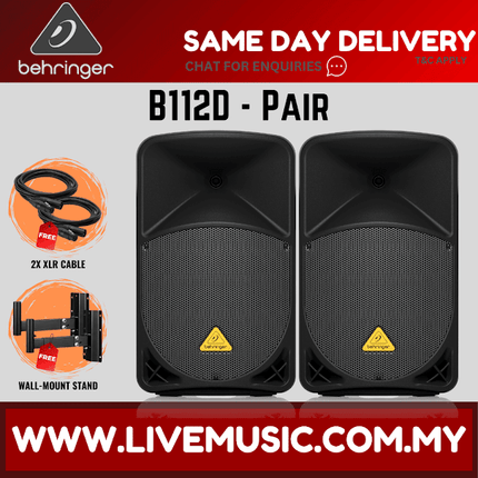 Behringer Eurolive B112D 1000-Watt 12" Powered Speaker w/Wireless Mic, Speaker Stand & Cable - Each/Pair (B-112D B 112D)