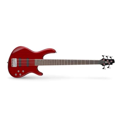Cort Action Bass V Plus 5-Strings Bass Guitar Jatoba Fretboard with Bag - Trans Red (Action/V Plus)