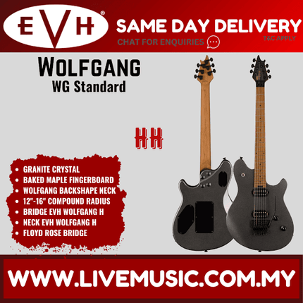 EVH Wolfgang WG Standard Electric Guitar, Baked Maple FB, Granite Crystal