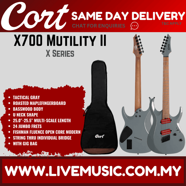Cort X700 Mutility II Electric Guitar w/ Gig Bag, Roasted Maple Fingerboard - Tactical Gray