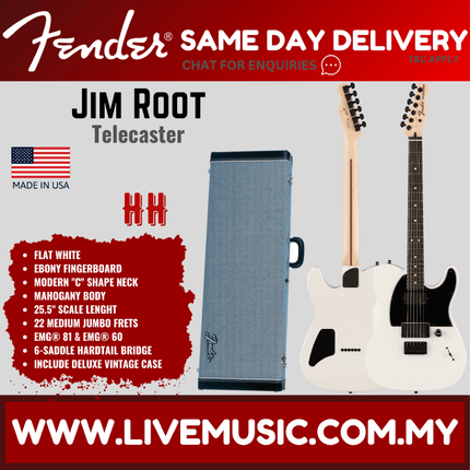 Fender Artist Jim Root Telecaster Guitar, Ebony Neck, Flat White