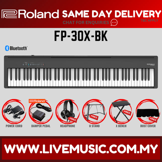 Roland FP-30X 88-key Digital Piano w/ Headphone and Adapter - Black  ( FP30X / FP-30 / FP30 / ES120 / ES-120 )