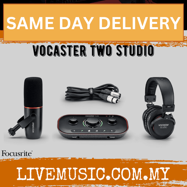 Focusrite Vocaster Two USB-C Studio Podcasting Audio Interface Bundle