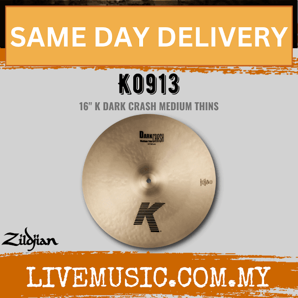 Zildjian 16" K Series Dark Medium Thin Crash Cymbal (K0913)