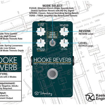 Keeley Hooke Spring Reverb Guitar Effects Pedal