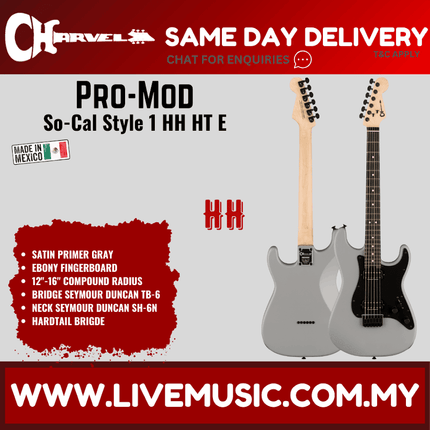 Charvel Pro-Mod So-Cal Style 1 HH HT E Electric Guitar, Ebony FB, Primer Gray
