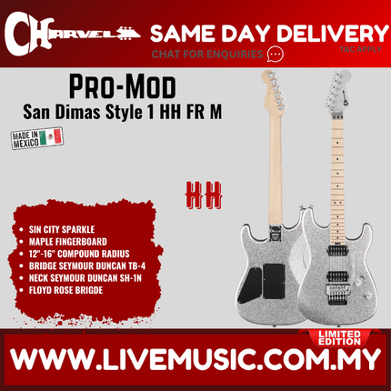 Charvel Limited Edition Pro-Mod San Dimas Style 1 HH FR M Electric Guitar, Sin City Sparkle