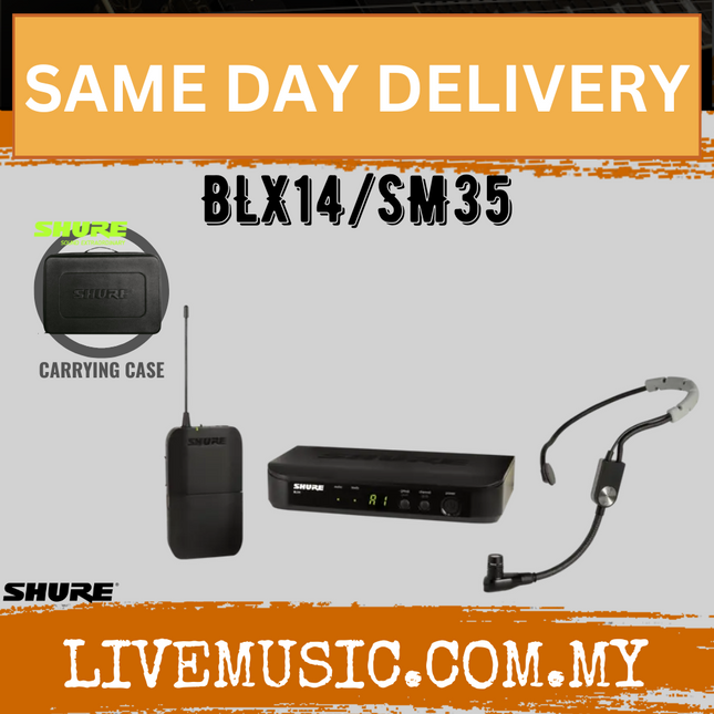 Shure BLX14/SM35 Wireless Headset System, BLX4 Receiver, BLX1 Bodypack Transmitter & SM35 Headset Microphone ( BLX14SM35 / BLX14-SM35 )-BLX14/SM35