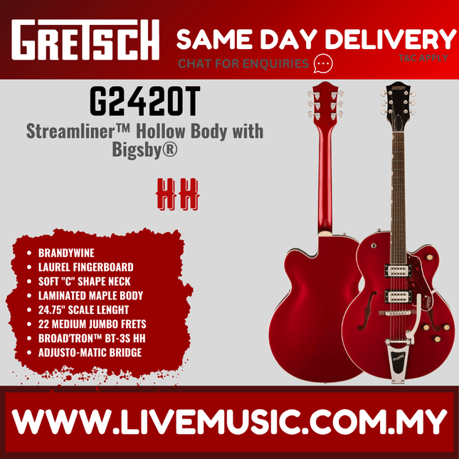 Gretsch G2420T Streamliner Hollowbody Electric Guitar w/Bigsby, Brandywine