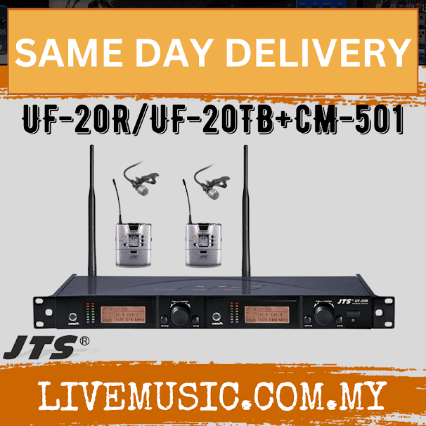 JTS UF-20R/UF-20TB+CM-501 Dual channel wideband true diversity wireless system (Body-pack transmitter + lavalier microphone)
