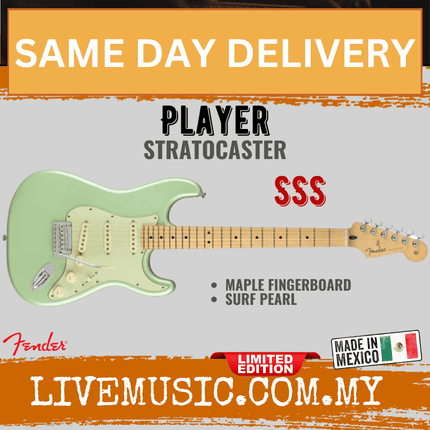 Fender Limited Edition Player Stratocaster Electric Guitar, Maple FB, Surf Pearl