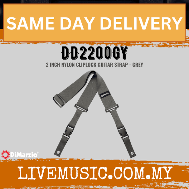 DiMarzio DD2200 2'Inch Cliplock Guitar Strap -Grey (DD2200-GR/DD2200 GY)
