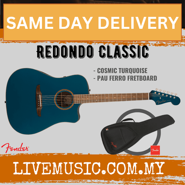 Cosmic turquoise acoustic guitar with gig bag, Redondo Classic