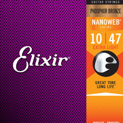 Elixir 16002 Nanoweb Phosphor Bronze Acoustic Guitar String (10-47)
