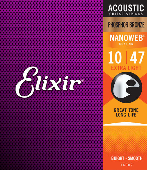 Elixir 16002 Nanoweb Phosphor Bronze Acoustic Guitar String (10-47)