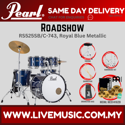 Pearl Roadshow RS525SB/C Drum Set with Meinl HCS141620 Cymbal set, Drum Throne
