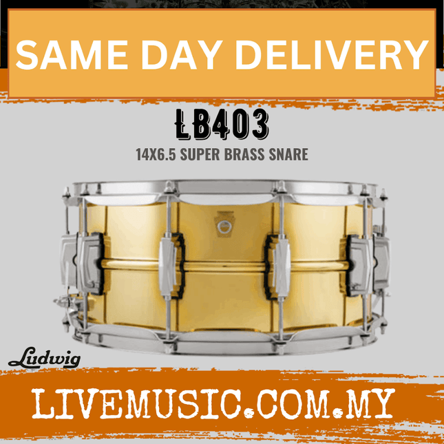 Ludwig LB403 6.5x14inch Super Brass Snare Drum